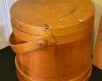 Antique Wood Firkin Sugar Bucket	10 x 11 x 10	HxWxD
