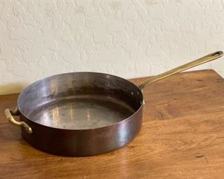 Copper Tinned Brass Antique saucepan Pan	10in Diameter	
