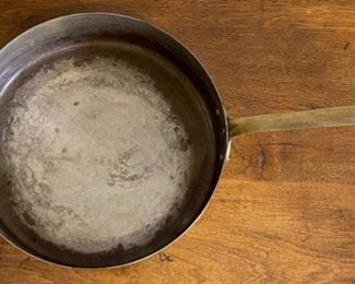 Copper Tinned Brass Antique saucepan Pan	10in Diameter	
