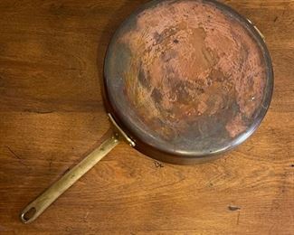 Copper Tinned Brass Antique saucepan Pan	10in Diameter	
