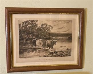 Crossing The Brook etching by S. Brooks Framed Print	Frame: 16.5 x 20.5in	
