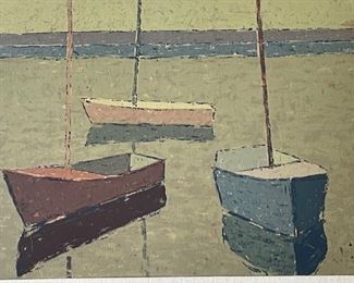 Paavo Airola Three Boats Painting	Frame: 17 x 21in	
