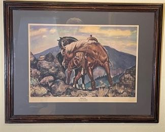 Lon Megargee What’s Up Vintage Western Horse Framed Print	Frame: 21 x 26.5in	
