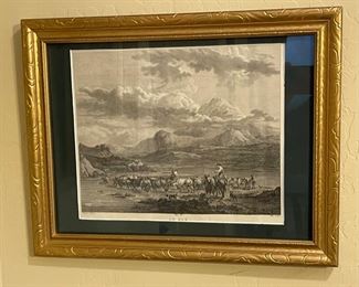 Antique Etching Nicolaes Berchem Pinxit Le Gue Framed Print	Frame: 15 x 18.5in	
