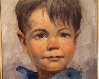 Original Art Little Boy Portrait V. Dias Portug Broertje	Frame: 19.25 x 17.25in	
