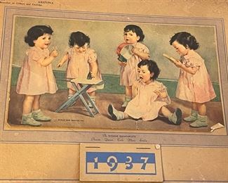 Dionne quintuplets 1937 Advertising calendar capital fuel and the company Arizona	11 x 8	
