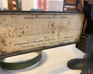 Antique Candy Scale New York City F-6 serial 20	10” x 18” x 10”	HxWxD
