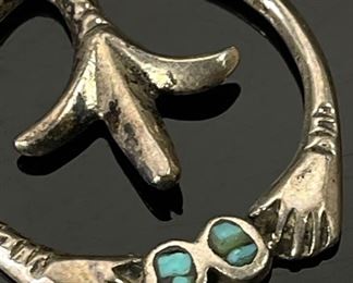 Native American Helping Hands Naja Pendant Silver Turquoise Jet	32x27mm	
