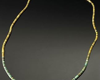 Vintage Turquoise & Shell Graduated Heishi Necklace Native American Heishe	26in Long	
