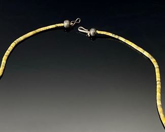 Vintage Turquoise & Shell Graduated Heishi Necklace Native American Heishe	26in Long	
