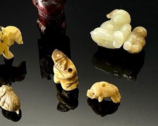 Lot of 8 Antique Chinese Jade/Ivory/Rosewood Charms Asian Netsuke	Rosewood largest: 52x23x16mm	
