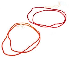 Lot of 3 Native American Heishi Beaded Necklace Coral	40 & 38 & 28in	
