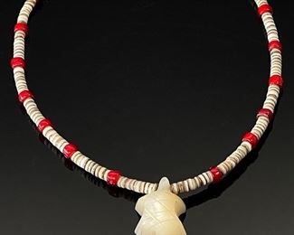 Vintage Turtle Fetish Choker Necklace  Shell Heishi Native American Heishe	14.5in Turtle: 27x17x10mm	
