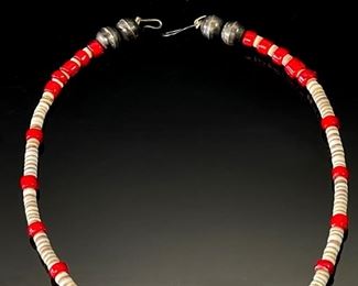 Vintage Turtle Fetish Choker Necklace  Shell Heishi Native American Heishe	14.5in Turtle: 27x17x10mm	
