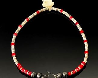 Vintage Turtle Fetish Choker Necklace  Shell Heishi Native American Heishe	14.5in Turtle: 27x17x10mm	
