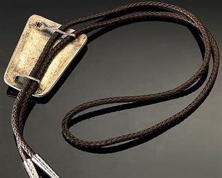 AS-IS Vintage Native American Turquoise Coral & Silver Bolo Tie	Centerpiece: 2.5x1.75in	
