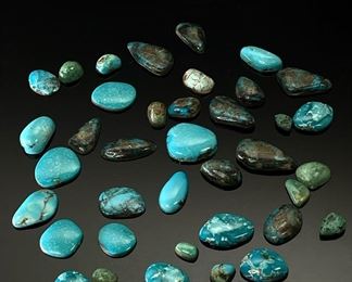 Lot of 39 Polished Turquoise Cabochon Stones		

