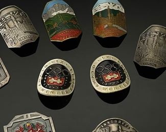 Lot of 9 Vintage German Hiking Stick Medallions		
