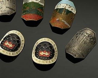 Lot of 9 Vintage German Hiking Stick Medallions		
