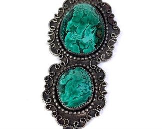 Vintage Silver & Malachite Pendant	86x41x9mm	
