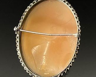 Antique Cameo Pendant Brooch Carved Shell Landscape	49x38x12mm	
