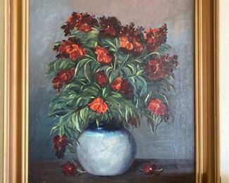 Floral Still Life, framed oil on canvas