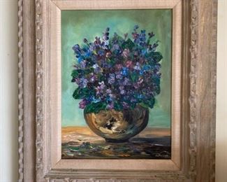 Floral Still Life, framed oil