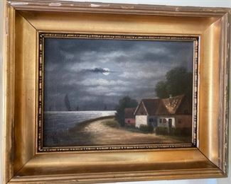 Night-Scape Village Painting