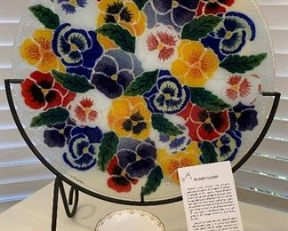 Peggy Karr Fused Glass Pate w Stand