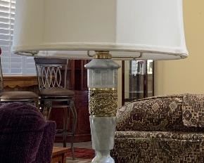 Vintage MCM Marble and Brass Table Lamps pair