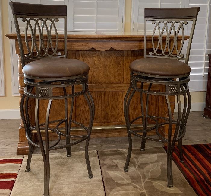 Fabulous Stand Alone Bar w Brass Foot Rail and Lots of Storage, Hillsdale Montello Swivel Bar Stool