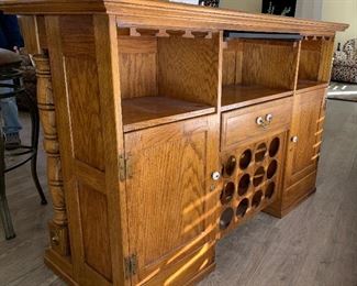 Fabulous Stand Alone Bar w Brass Foot Rail and Lots of Storage