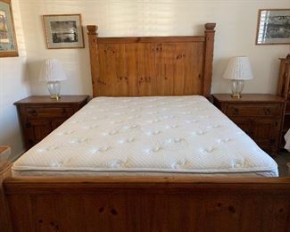 Mission Style Bedroom Set: Bed Frame, 2 Nightstands, Dresser w Mirror