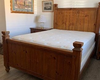 Mission Style Bedroom Set: Bed Frame, 2 Nightstands, Dresser w Mirror