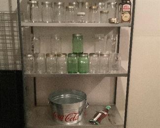Canning Jars And Metal Shelf