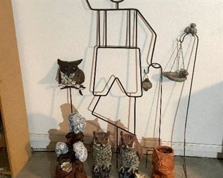 Owls and yard decor