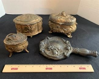 Vintage Jewelry Boxes with Antique Brass Finish