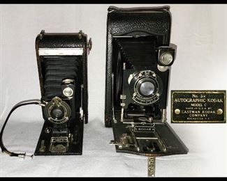 Small Sample of the HUGE Camera Collection;  No1A  Autographic Kodak Jr. and No 3A Autographic Kodak Model C, Eastman Kodak Company