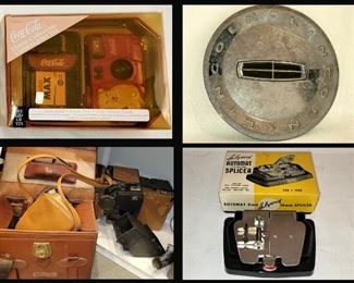 Coke Camera, Lincoln Center Cap,  Camera Bags and Vintage Film Splicer 