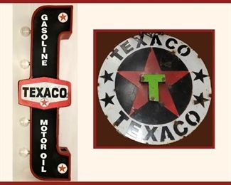 Lighted Texaco Sign and Metal Texaco Sign 