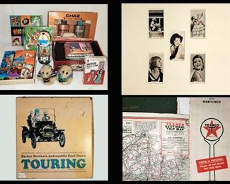 Vintage Games, Vintage Cigarette Cards and Old Texaco Map 