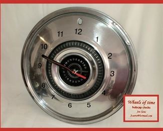 T Bird Hubcap Clock by Wheels of Time Hubcap Clocks 