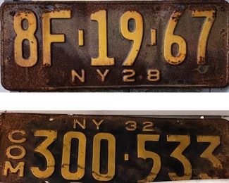 1928 and 1932 New York License Plates 