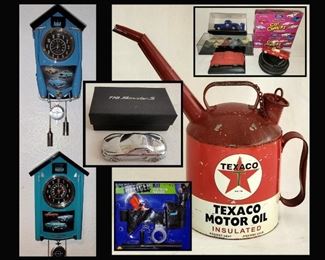 Car Clocks, Car Cookies, 718 Boxster, Reproduction Texaco Can