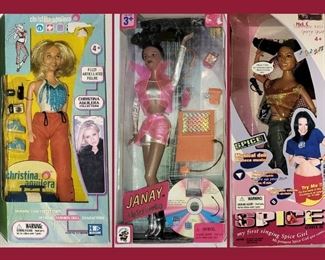 Christina Aguilera, Janay and Spice Girl Dolls all in Original Cases