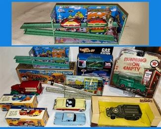 Vintage Cars and Tin Litho Garages 