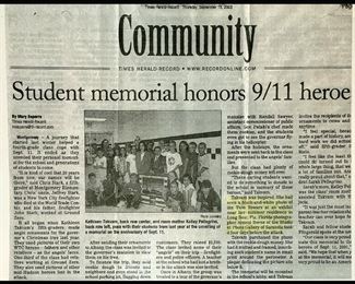 Newspaper Story of how Arnold Berns' Photography inspired a young lady to create a memorial 