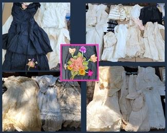 Antique Clothes; Many in Unfortunate Condition, possibly some may be salvageable 