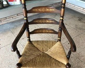 Vintage Hitchcock arm chair with rush seat 