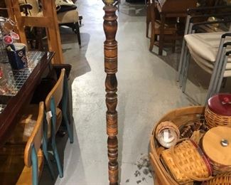 Vintage turned wood floor lamp 